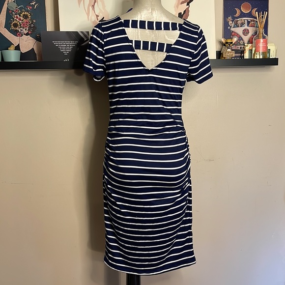 Full Moon Sophy Maternity Back Detail Knit Dress Navy Small - Picture 2 of 5